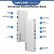 WAVLINK Universal Triple 4K Display Dock with SM770 Chip USB to HDMI DisplayPort Adapter with 85W Up