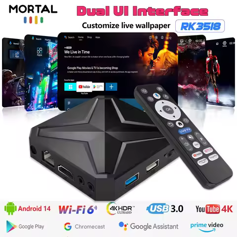 Mortal Q1 Mini+ Smart Tv Box Android14 Google Voice BT5.0 USB 3.0 4K HDR10 Free Live TV Netflix RK35