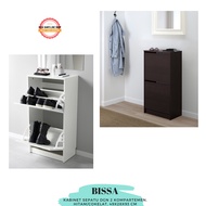 HITAM Bissa Shoe Cabinet With 2 Compartments, Black/Brown, 49x28x93 cm