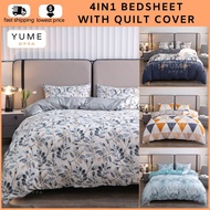 JAPAN STYLE Premium Bedsheet with Quilt Cover Set Super Single Bedsheet Queen King 4IN1 Cadar Sarung Comforter BAH