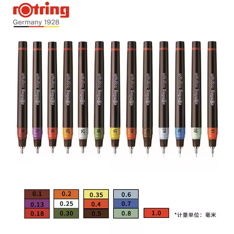 1pc Rotring Fillable Ink Needle Pen, 0.1-1.0mm Hook Line Pen, Ideal for Engineering Drawing, Paintin