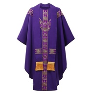 Mens Clergy Robes Chasuble Priest Vestment Catholic Outfit Church Father Pope Mass with Tassel Stole