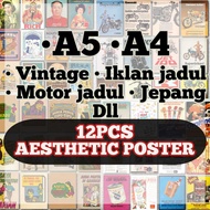 12pcs aesthetic posters wall art posters, vintage automotive posters