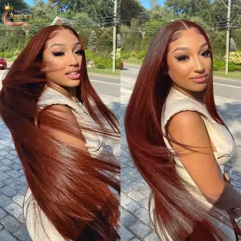 Reddish Brown HD 13x4 Lace Frontal Wigs Glueless Colored Human Hair Wigs Vietnamese Double Drown Bon