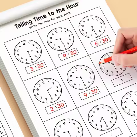 32 Page Learn How to Telling Time Workbook for Children | Including Worksheets Math, , Gift, Paper M
