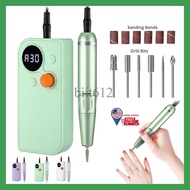 LOCAL STOCK Cordless Nail Drill Machine 30000 RPM Rechargeable Portable Electric Nail Polish File E-