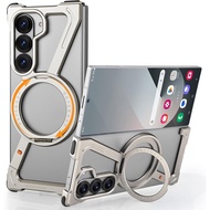 เคสโทรศัพท์แบบมินิมอลสำหรับ Samsung Galaxy Z Fold 6เคส Z Fold 5เคส360 ° ขาตั้งหมุนได้อลูมิเนียมโลหะไ