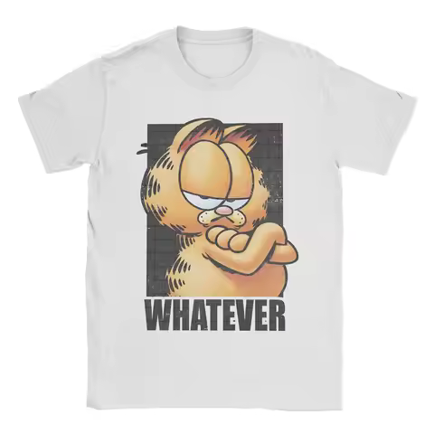 Garfields Whatever Grumpy Orange Cat Tshirts For Men Women Cotton Tops Novelty Round Neck Short Slee