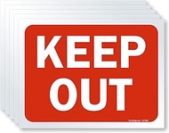 SmartSign (Pack of 5) 9 x 12 inch “Keep Out” Sign, Screen Printed, 10 mil Polystyrene Plastic, Red a
