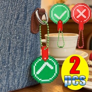 Creative Yes/No Symbol Keychains - 2Pcs Pixel Acrylic Pendant - Fashion Bead Chain Bag Hangings for 