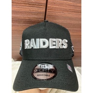 NE Trucker LA Raiders Script Metallic Silver Black Cap Baseball Cap Snapback Adjustable