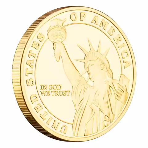1 Piece Medal of Honor Coin In God We Trust USA Liberty Cllection Sourvenir Statue of Liberty Golden