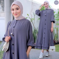 Sharena Midi Dress Crinkle Airflow / Gamis Terbaru Lebaran 2023 / Gamis Crinkle Airflow Wanita Dewasa Remaja Murah Tapi Mewah Premium Import Terbaru 2022