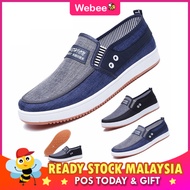 READY STOCK💝WEBEE SL 4091 Men Casual Shoes Slip On Loafers  Breathable Canvas Shoes Male