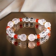 薔薇| 紅瑪瑙 薔薇石英粉晶 白水晶天然礦石手珠手鍊日本手作