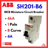 (SG Stock) ABB MCB (SH201-B6) 6kA B Curve 6A 1Pole Miniature Circuit Breaker