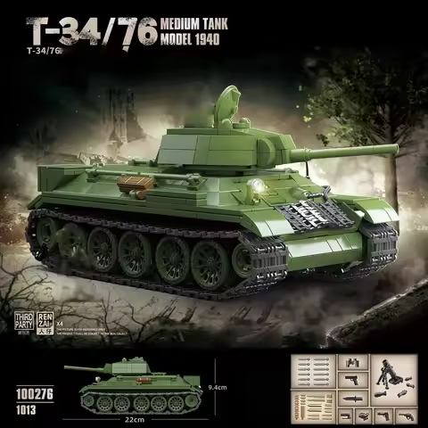 T34/76 Medium Tank 1940 Type Full Internal Structure Tank Model Assembles Building Blocks MOC Brick 