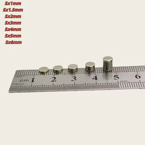 5x1 5x1.5 5x2 5x3 5x4 5x5 5x6mm Small Circular Magnets 5mm Diameter For Home Refrigerators, Offices 
