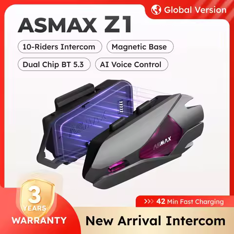 ASMAX Z1 Moto Bluetooth Headset 10 Riders Mesh Helmet Communication Systems AI Voice Control Interco
