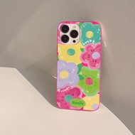 ภาพวาดสีน้ำมันดอกไม้ Macaron Jelly TPU เคสโทรศัพท์ For iPhone เคส 11 13 12 14 15 Pro Max X Xs Max XR 7 8 Plus SE 2020 SE2 Soft Case นิ่มกันกระแทก เคสไอโฟน11