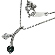 Alexandrite 0.348ct, Diamond 0.20ct Necklace, K18WG White Gold, 4.1g, 46cm, Women's [Used]