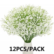 12Pcs/Pack Artificial Baby Breath Flowers Fake Gypsophila Bouquets Fake Real Touch Flowers for Weddi