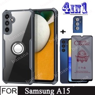 Samsung A15 Shockproof Phone Case for Samsung A14 A73 A53 A33 A13 A72 A52 A52s A42 A32 A22 5G 4G A12 A02s TPU Soft Casing 4 in 1 Anti-Spy Privacy Ceramic film Screen Protector