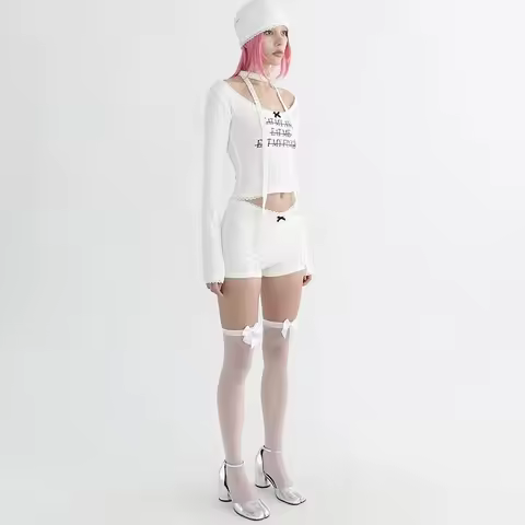 2025 Badblood Korea Sweet and Spicy Pure Lust Printed Shorts Women Safety Pants Lace Side Quad Pants