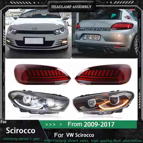 HeadLights+Taillight for Volkswagen Scirocco 09-17 Scirocco R LED Car Headlights Assembly Upgrade Bi