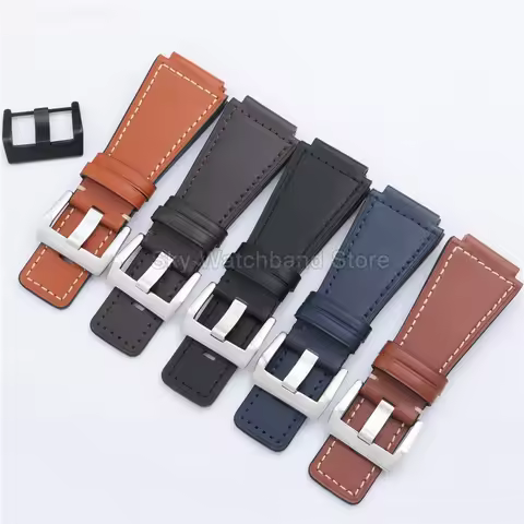 24mm Excellent Quality Cow Leather Watchband for Bell & Ross Bell Ross BR01 BR03 Men's Genuine Leath