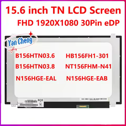 15.6 Inch Laptop LCD Screen B156HTN03.8 03.6 N156HGE-EAB EAL NT156FHM-N41 HB156FH1-301 Display Panel