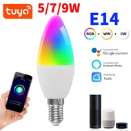 5W 7W 9W Tuya Smart WiFi LED Bulb E14 Candel Light 220V Dimmable RGB Lamp APP Kawalan Suara Alexa Go