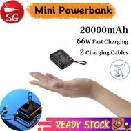 SG [Ready Stock] Mini 20000mAh Fast Charging Powerbank 66w Portable Battery Power Bank With 2 Cables Outdoor Lightweight