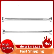 2X Extendable Clothes Drying Pole Stainless Steel Shower Curtain Rod Retractable Spring Tension Rod for Bathroom 55-85cm