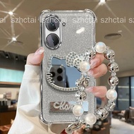 Case for Vivo Y03 Y18 Y18E Y37 four corners Shockproof phone case 3D cute diamond cat makeup mirror 