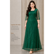 LONG DRESS WANITA DEWASA 75142 HIJAU EMERALD BAHAN TILE BERLAPIS FURING TERSEDIA UKURAN STANDAR DAN