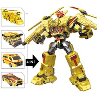 Original 4 IN 1 Golden Tobot Justice Giant V Transforming Robot to Car Toys Korea Cartoon Brothers A