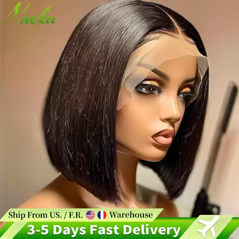 13x4 13x6 HD Bone Straight Bob Lace Frontal Human Hair Brazilian Short Bob Wig For Women 200% Densit