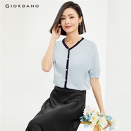 GIORDANO WOMEN Contrasting v-neck short sleeve cardigan 05354310