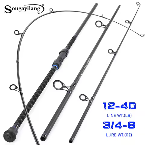Sougayilang Surf Fishing Rod 3 Piece High Carbon Heavy Power Moderate-Fast Action 12-40LB Line Wt. P