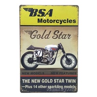 Vintage Tin Sign BSA Motorcycles Gold Star