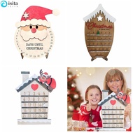 ISITA Christmas Advent Calendar, Wooden Christmas Gift Xmas Wooden Hang Tag, Creative Painted Santa Claus DIY Santa Calendar Ornaments Xmas Decor