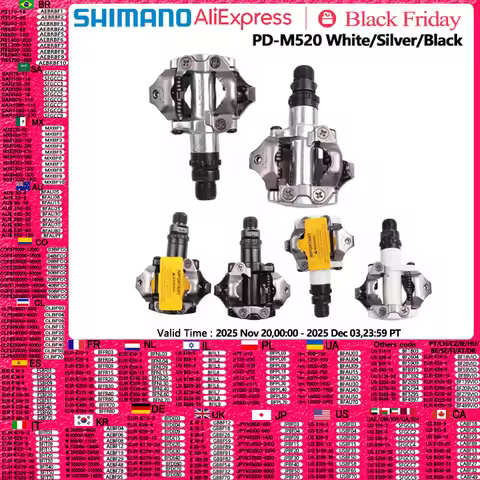 Shimano Deore M6000 M520 Pedal PD-M520 Double-sided Pedal SPD Black Silver Pedal For MTB Mountain Bi