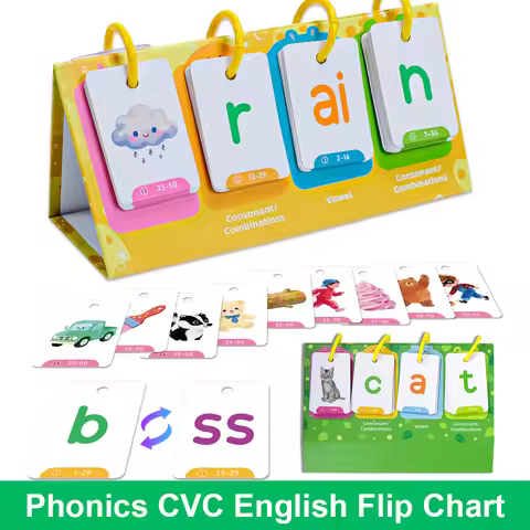 Phonics CVC Words English Flashcards for Kids Homeschool Double Sides Builder Digraph Spelling Sight