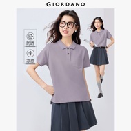 GIORDANO ผู้หญิง  เสื้อโปโล กระเป๋าเดี่ยว ระบายความร้อนด้วยน้ำแข็ง เสื้อโปโลแขนสั้น ฤดูร้อน แฟชั่นเร