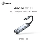 GEHEN MH340 OTG 3 in 1 Hifi Adapter Aux 3.5 Type C PD60W for Android ORIGINAL
