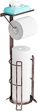 KASUNTO Toilet Paper Holder Stand for Bathroom, Heavyweight Metal Free Standing Toilet Paper Stand Storage with Reserve and Shelve, Holds 4 Big Rolls of Jumbo Mega Paper, Oil Rubbed Bronze