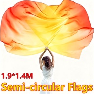 Belly Dance Props Semi-circular Flags, Flag Dance Props with Telescopic Poles Lightweight Dance