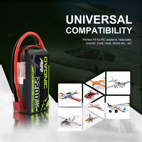 OVONIC 3S 11.1V Lipo Battery 2200mAh with 35C Max to 70C Deans Connector 2 Pack for RC Car Short Pac