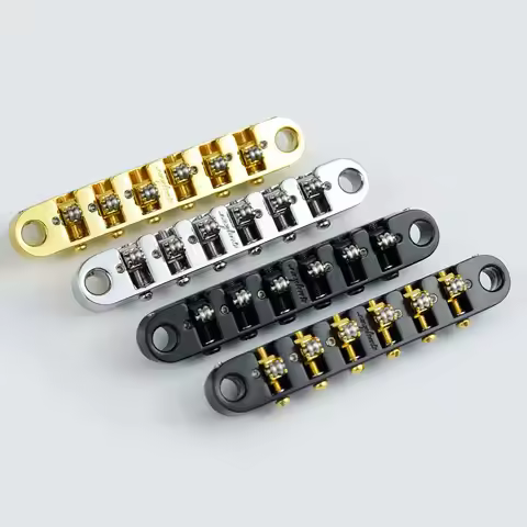 Guyker Adjustable Tune-O-Matic Roller Saddle Locking Bridge Zinc Alloy Body for Electric Guitars GM0